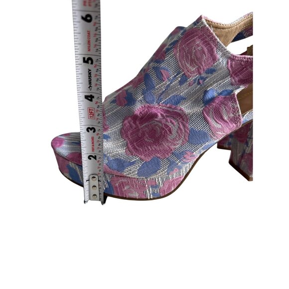 ASHLEY STEWART Rose Print Platform Slingback Heels Size 11W - Picture 5 of 12